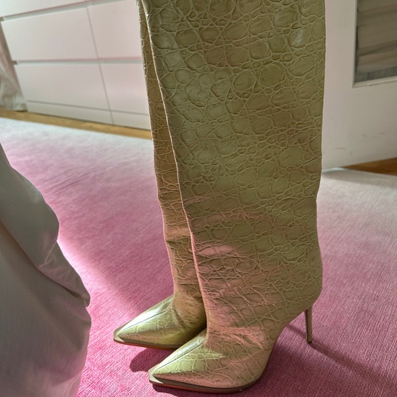 Schutz Mariana CROCODILE-EMBOSSED LEATHER BOOT - Picture 1 of 2